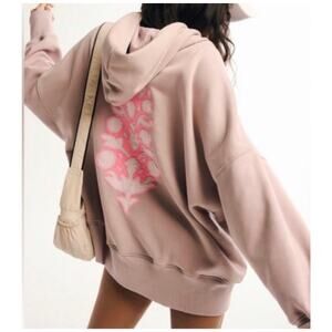 Free People FP Movement Sprint To The Finish Oversized Logo Hoodie, Large